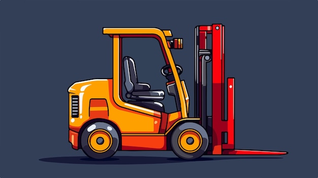 a cartoon drawing of a yellow excavator with the door open