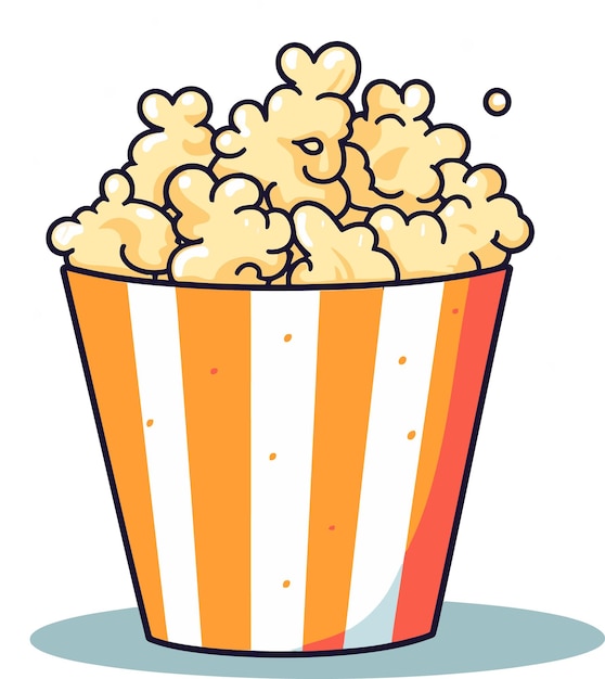 Vector a cartoon drawing of a yellow and orange container of popcorn