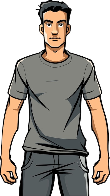 Vector a cartoon drawing of a young man with a t - shirt on