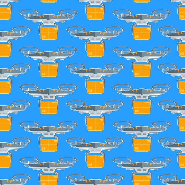 Cartoon Drone Seamless Pattern Background Vector