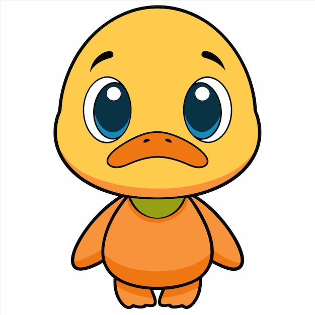 Vector a cartoon duck with a sad face and a beak