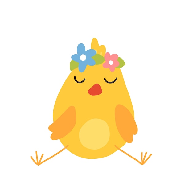 Cartoon Easter chick Cute baby farm birds with yellow feathers Cheerful little chickens activities Funny domestic animals hatched from eggs Isolated newborn poultry vector set