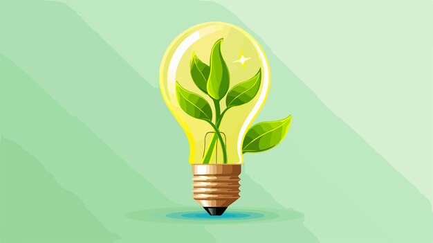 Vector cartoon ecological light bulb idea illustration