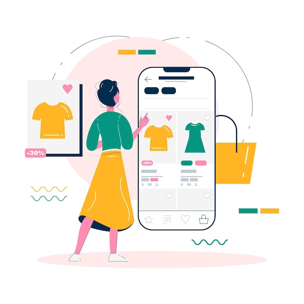 Cartoon ecommerce mobile shopping