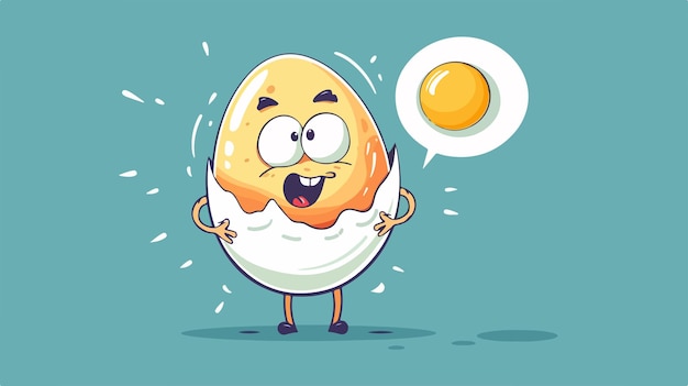 a cartoon of a egg with a funny face and a bubble in the background