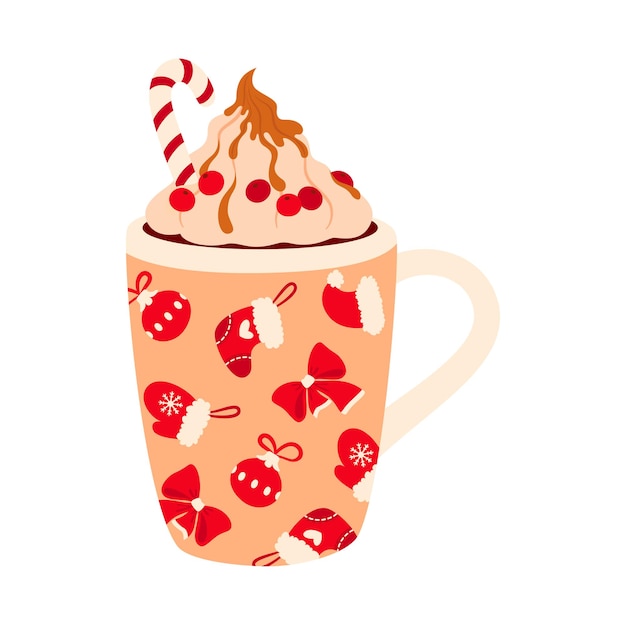 Cartoon eggnog drink Christmas cocktail coffee cup