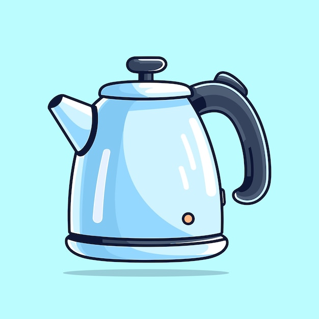 cartoon electric kettle flat vector illustration