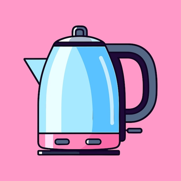 cartoon electric kettle flat vector illustration