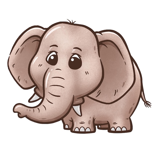 A cartoon elephant with a small nose and a small nose.