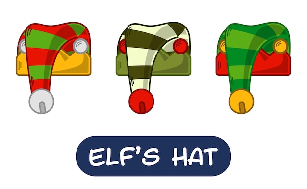 Cartoon Elf Hat Illustration Set of Variation Colors EPS 10 Vector