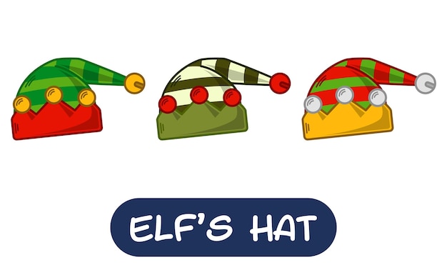 Cartoon Elf Hat Illustration Set of Variation Colors EPS 10 Vector