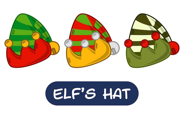 Cartoon Elf Hat Illustration Set of Variation Colors EPS 10 Vector