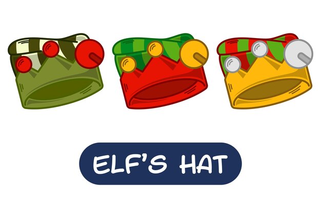 Cartoon Elf Hat Illustration Set of Variation Colors EPS 10 Vector