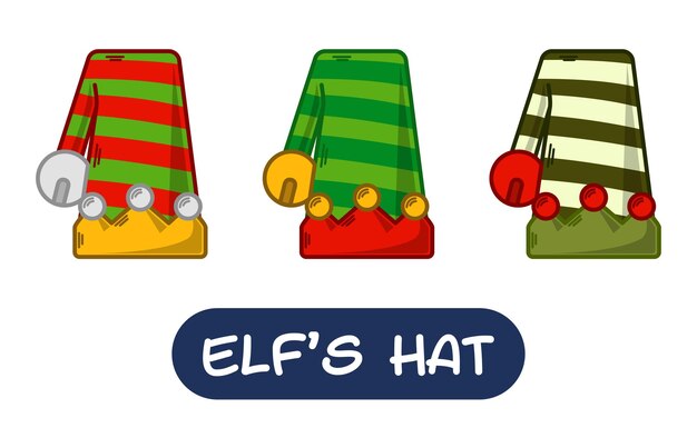 Cartoon Elf Hat Illustration Set of Variation Colors EPS 10 Vector