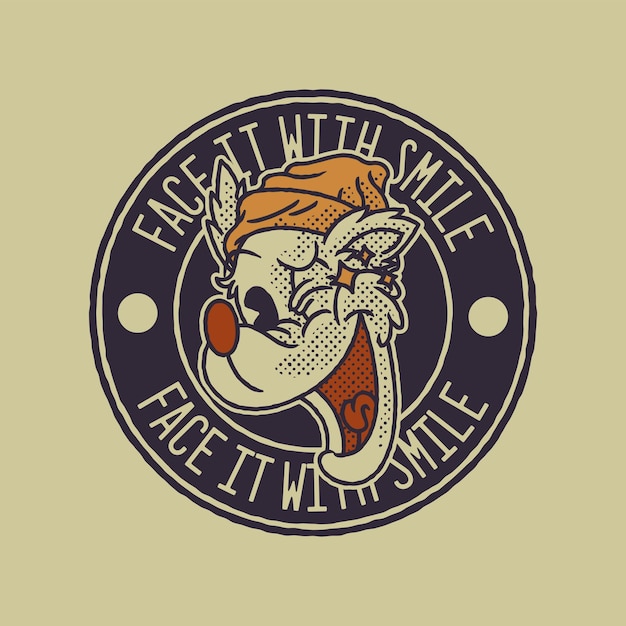 Cartoon emblem of winking dog with retro style