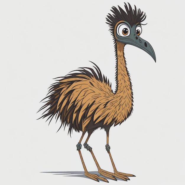 cartoon emu vector illustration white background