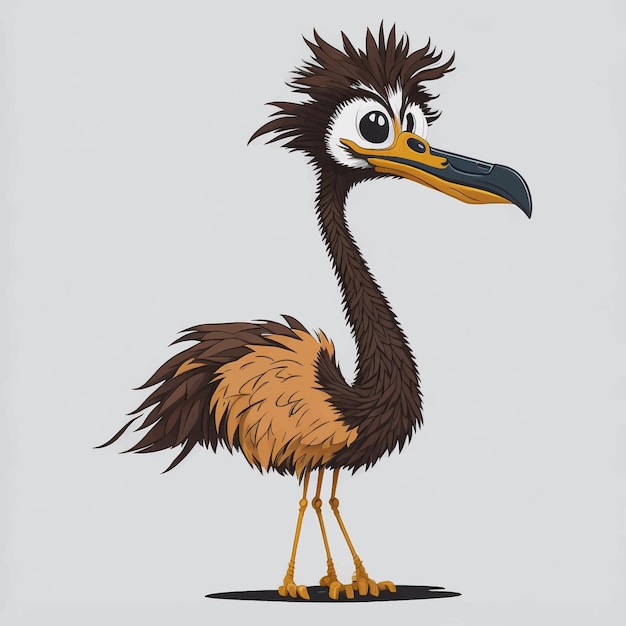 cartoon emu vector illustration white background