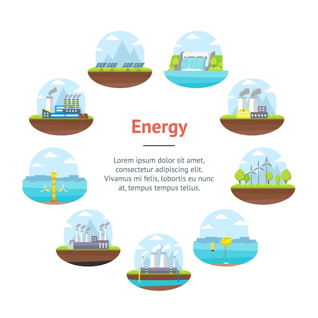 Cartoon Energy Generation Banner Card Circle Vector