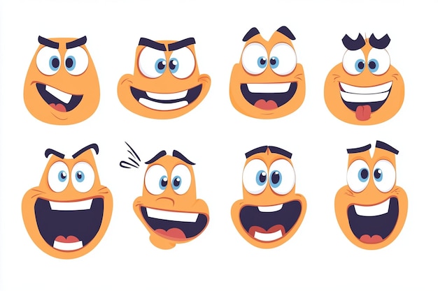 Cartoon Expressions Clip Art On White