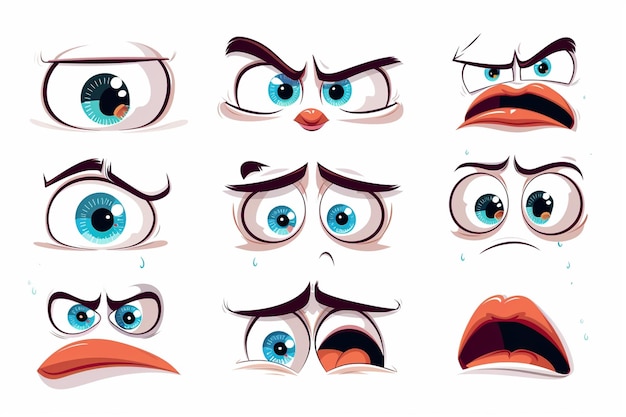 Cartoon Eyes And Mouth Expressions