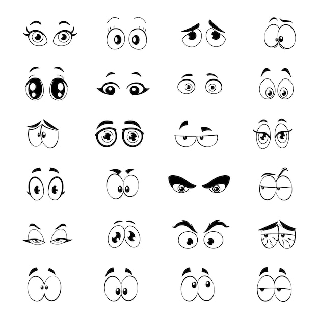 Cartoon eyes set. Comic emotion collection.