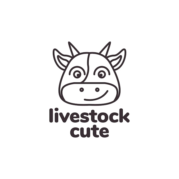 Cartoon face cow cute logo design