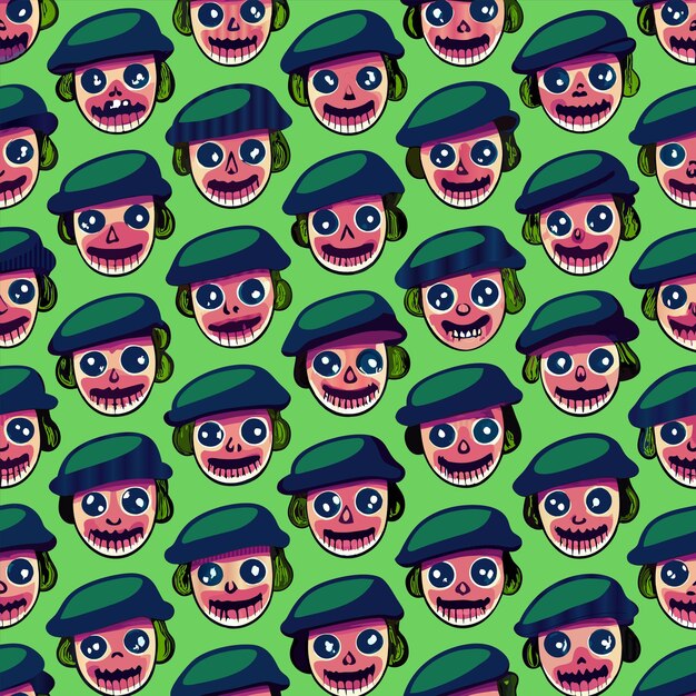 Vector a cartoon face with a green hat and a green background with the eyes and the big eyes