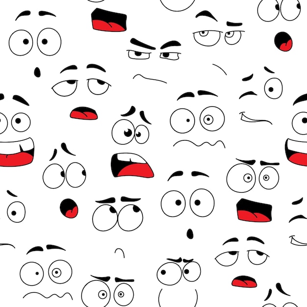 Cartoon faces emojis seamless pattern background