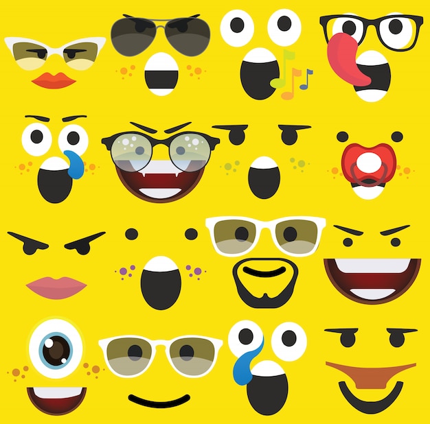 Cartoon faces expressions vector