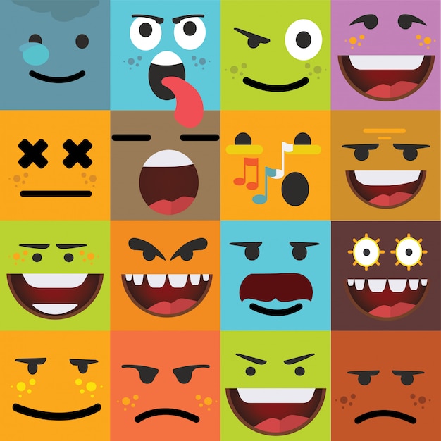 Cartoon faces expressions vector