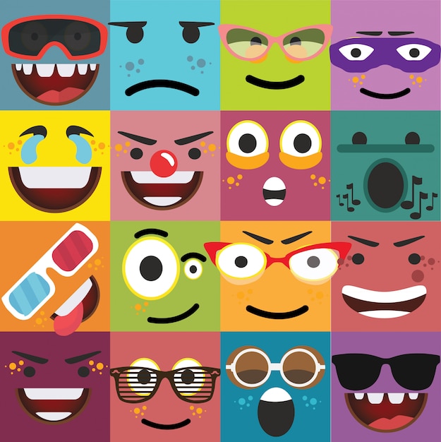 Cartoon faces expressions vector