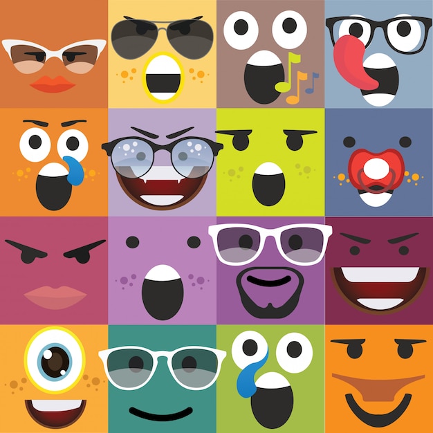 Cartoon faces expressions vector