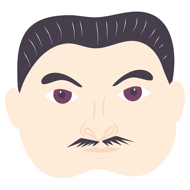 Cartoon faces of a man with a mustache