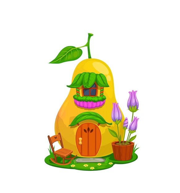 Cartoon fairytale yellow pear house building