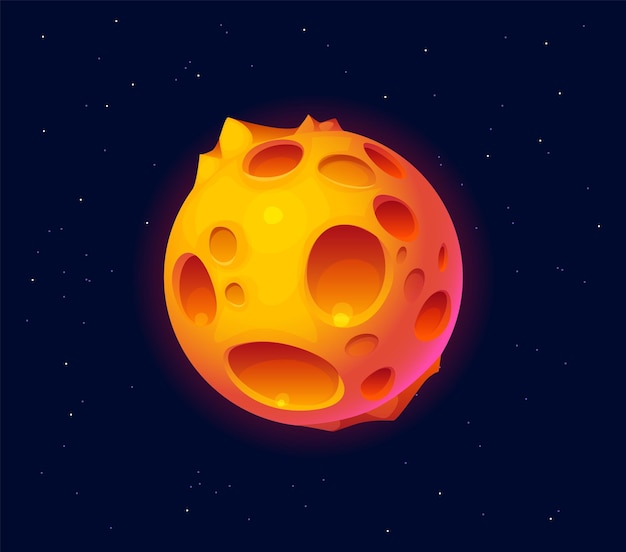 Vector cartoon fantasy alien space planet with craters