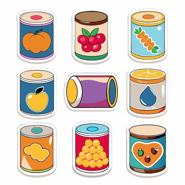 Cartoon fast food and dessert icons set