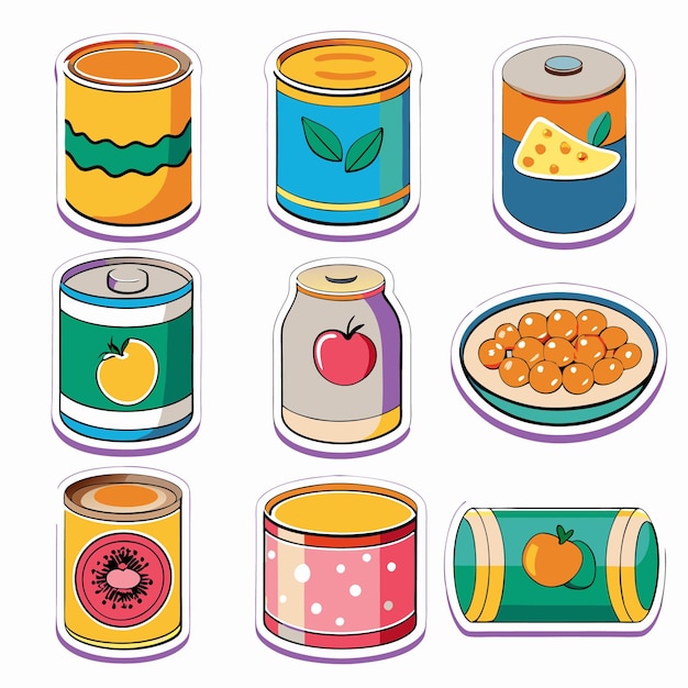 Cartoon fast food and dessert icons set