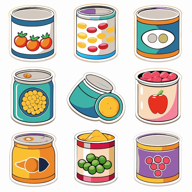 Cartoon fast food and dessert icons set