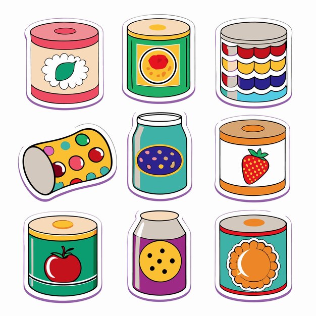 Cartoon fast food and dessert icons set