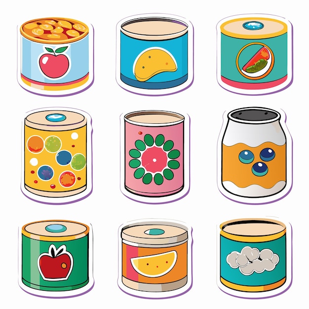 Cartoon fast food and dessert icons set