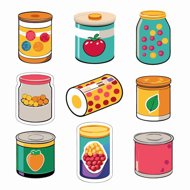 Cartoon fast food and dessert icons set