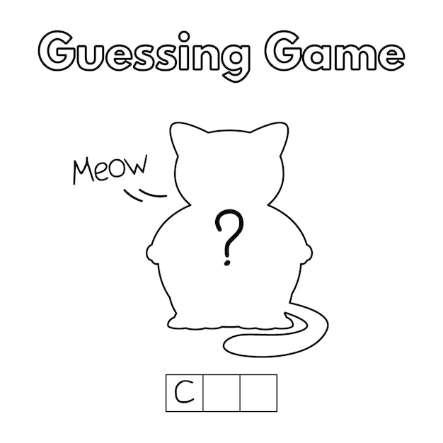 Cartoon fat cat guessing game Vector illustration for children education