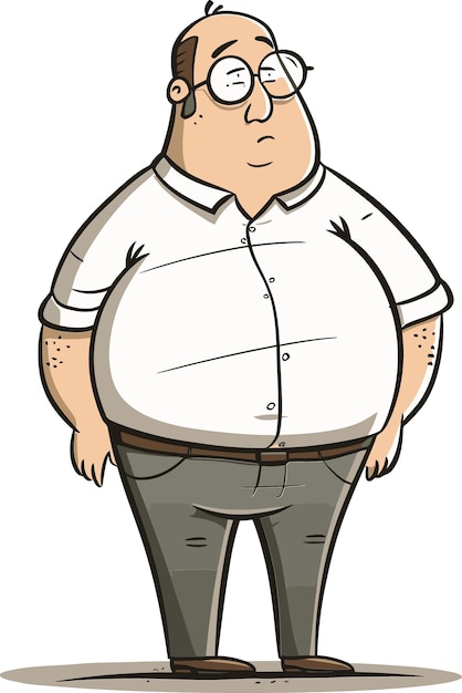 Vector a cartoon of a fat man with a shirt that says fat