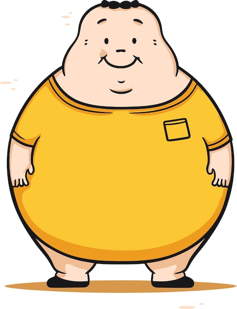 Vector a cartoon of a fat man with a yellow shirt that says  a  on it