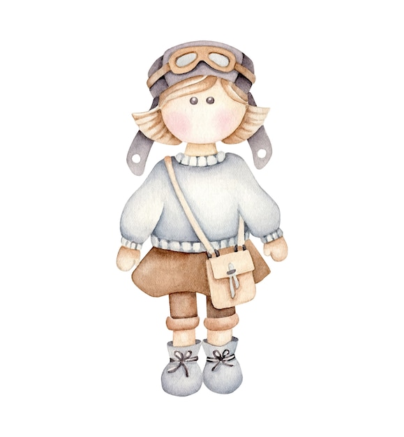 Cartoon female aviator