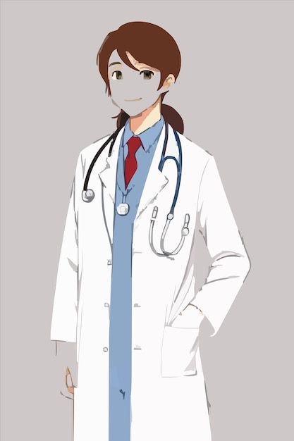 a cartoon of a female doctor with a stethoscope on his neck