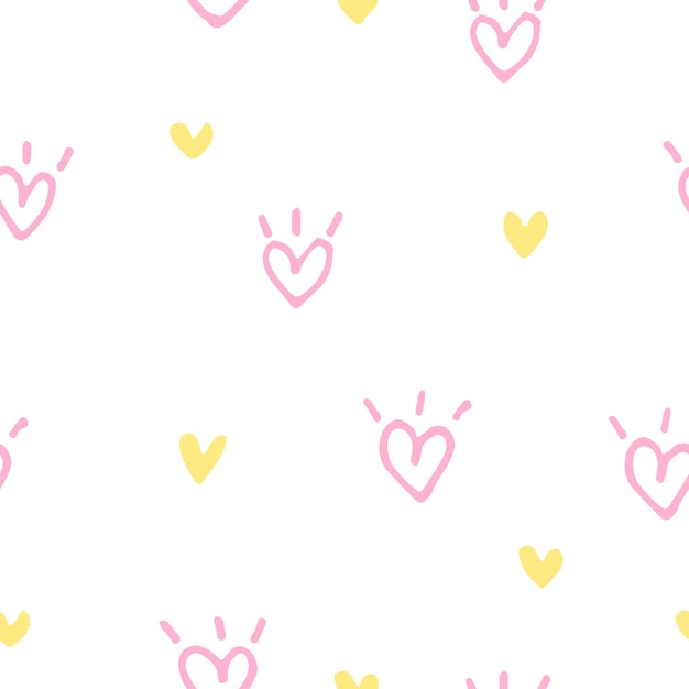 Cartoon festive vector pattern Pastel doodle hearts for textile gifts wrappers decor print