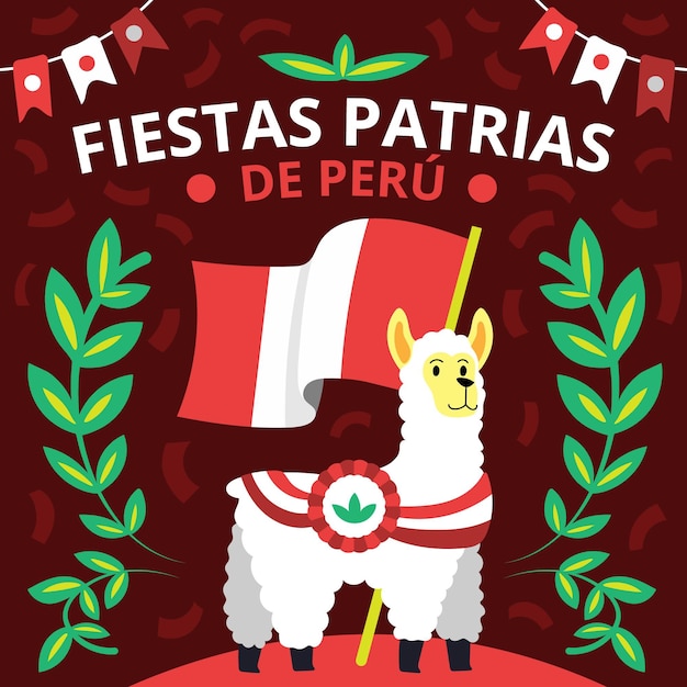 Vector cartoon fiestas patrias de peru illustration