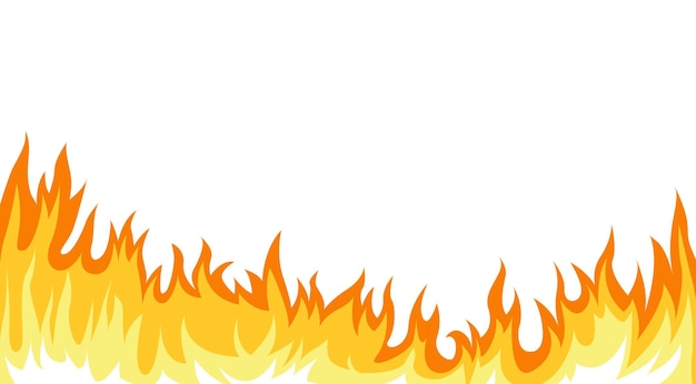 Vector cartoon fire flames set isolated on white background