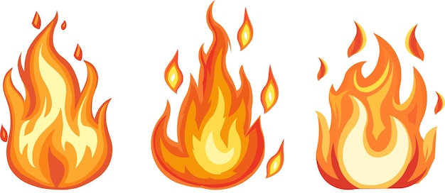 a cartoon fire flames on white background